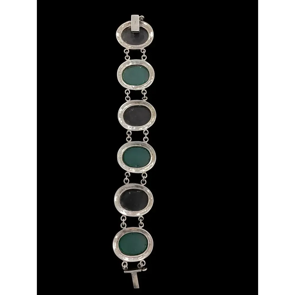 Black & Green Onyx Sterling Silver Bracelet